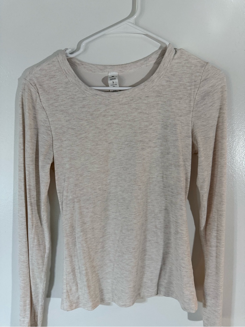 Yogalicious Light Beige Ribbed Long Sleeve Top